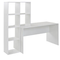 SCHREIBTISCH – mit Regal, groß, puristisches Design, Melaminharzbeschichtung - Weiß, Holz (59/170/144cm) - KADIMA DESIGN