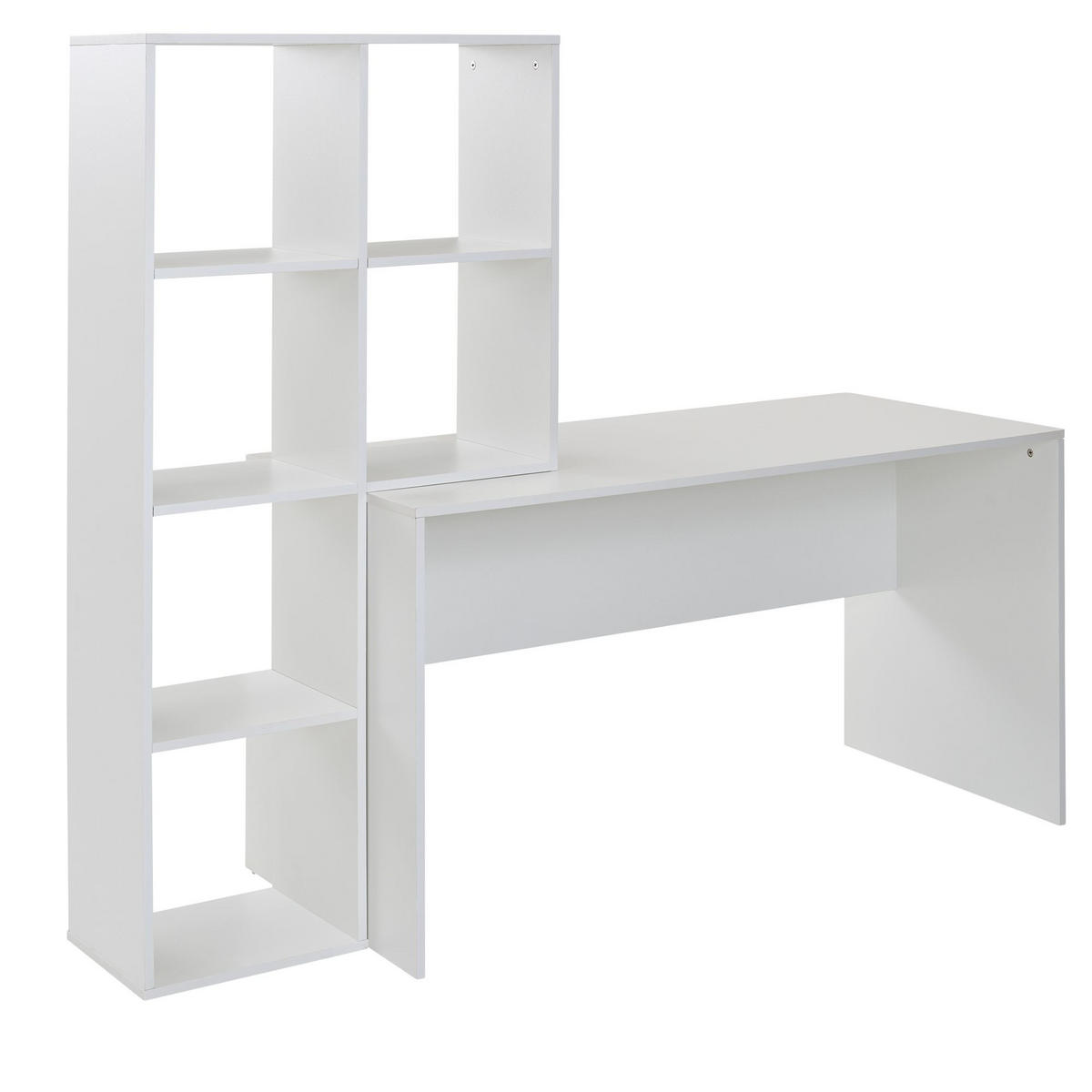 SCHREIBTISCH – mit Regal, groß, puristisches Design, Melaminharzbeschichtung - Weiß, Holz (59/170/144cm) - KADIMA DESIGN