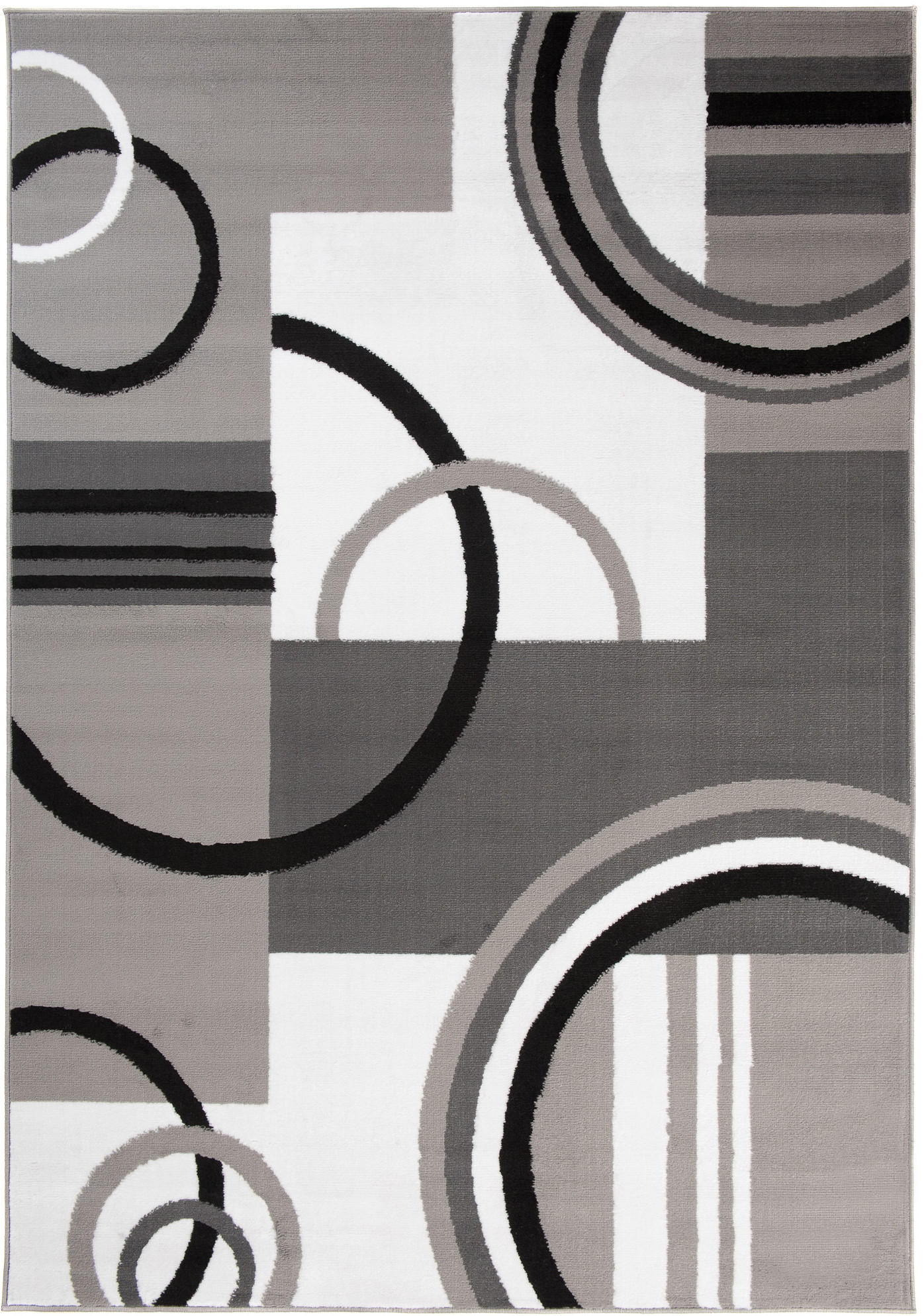 TEPPICH MAYA Grau Geometrisch Kreise Vierecke 300/400 cm - Grau, Textil (300/400cm) - Tapiso