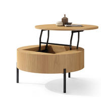 COUCHTISCH rund aufklappbar höhenverstellbar Stauraum 79/79/42 cm - Eichefarben, Holzwerkstoff (79.5/79.5/42.7cm) - designimpex
