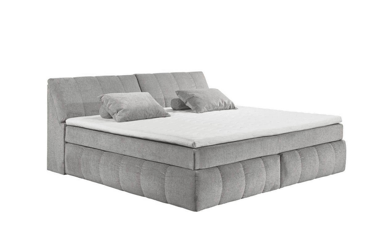 BOXSPRINGBETT XXL 240x200 – 7‑Zonen-Tonnentaschenfederkern, H2, Topper, Unterbox & Bettkasten - Silberfarben/Hellgrau, Holz/Kunststoff (200/240cm) - ed exciting design
