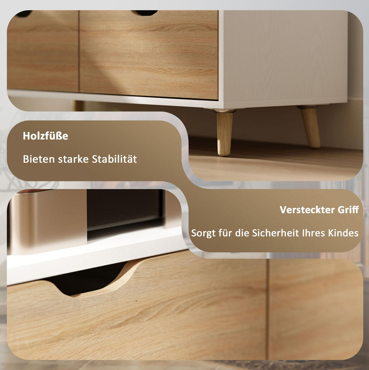 TV-LOWBOARD 99/39/58 cm mit 2 offenen Fächern und 2 Schubladen, Holz mit Kabelmanagement, Weiß - Weiß, Holzwerkstoff (99/58.3/39cm) - Redom