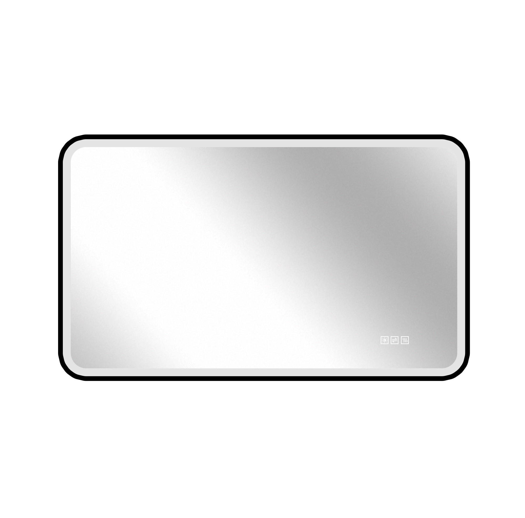 WANDSPIEGEL 100/4/60 cm schwarz aus Aluminium, Glas und Metall mit Anti-Beschlag, dimmbar - Schwarz, Metall (60/4/100cm) - OKWISH