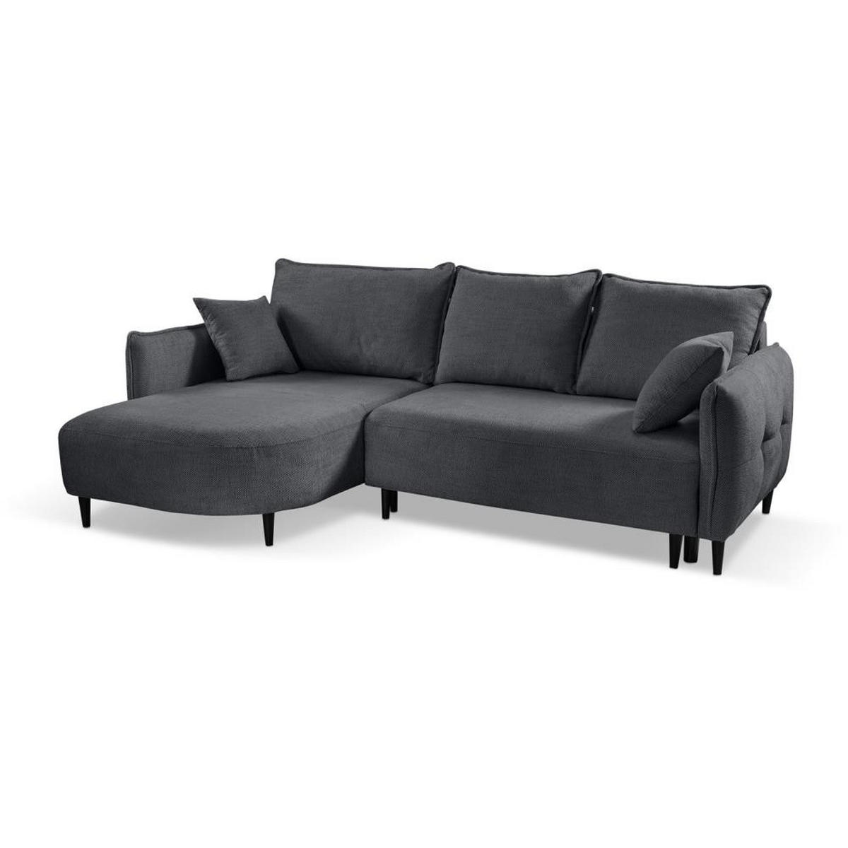 ECKSCHLAFSOFA Sycylia links dunkelgrau - Dunkelgrau/Schwarz, Textil (244/165cm) - Beautysofa