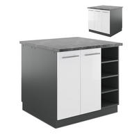 KÜCHENINSEL Fame-Line Weiß Hochglanz/Anthrazit 90 cm ohne AP - Weiß Hochglanz/Anthrazit, Holzwerkstoff (90/82/82cm) - Vicco