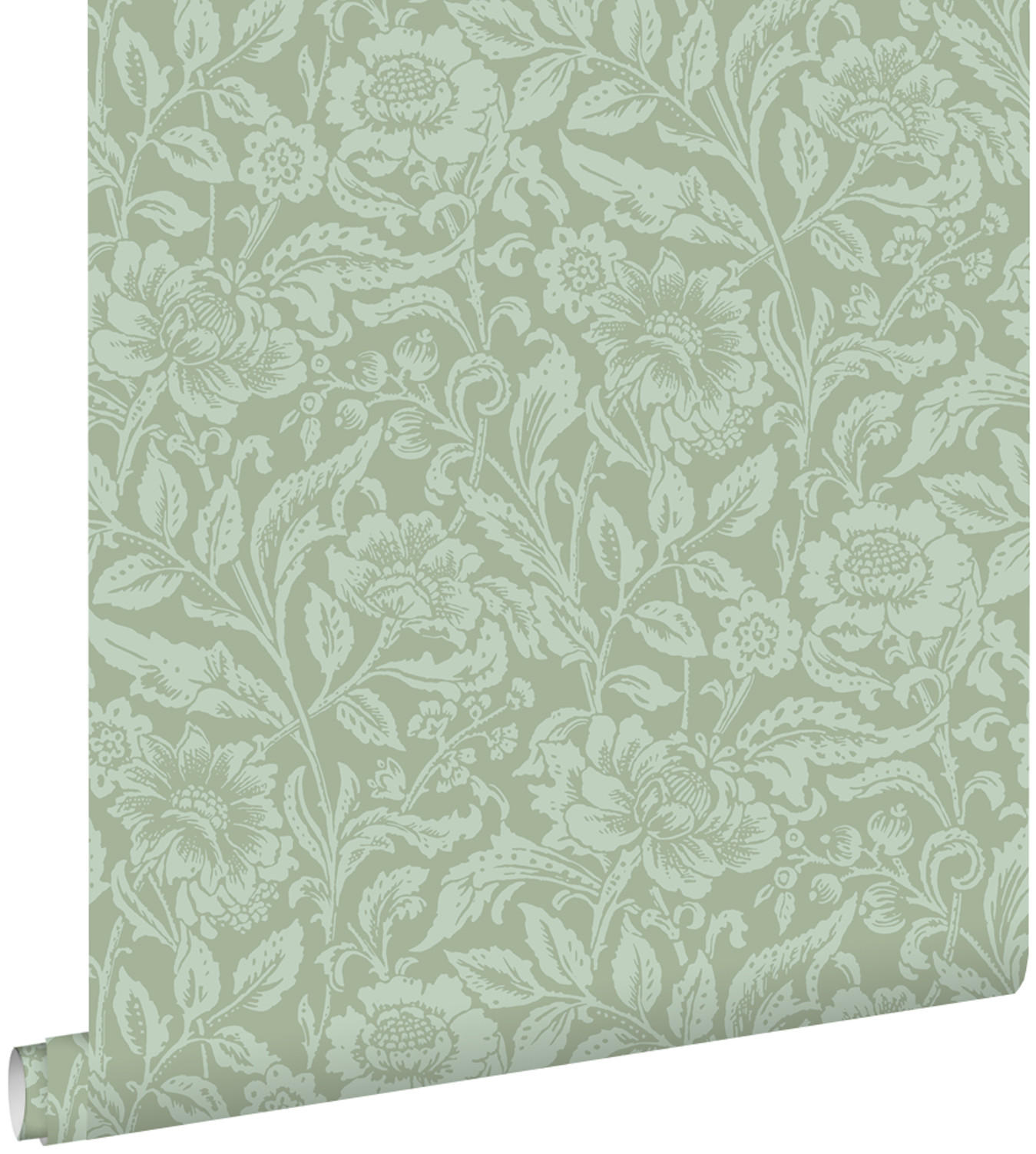 TAPETE Blumenmuster 53 cm x 10.05 m - Grün, Papier (53/1000cm) - ESTAhome