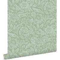 TAPETE Blumenmuster 53 cm x 10.05 m - Grün, Papier (53/1000cm) - ESTAhome