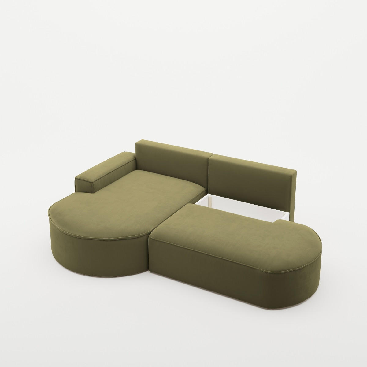 ECKSOFA Modena Pro - Komfort Und Stil Stoff Salvador Olive Links - Hellgrün, Holz (278/179cm) - Kaiser Möbel