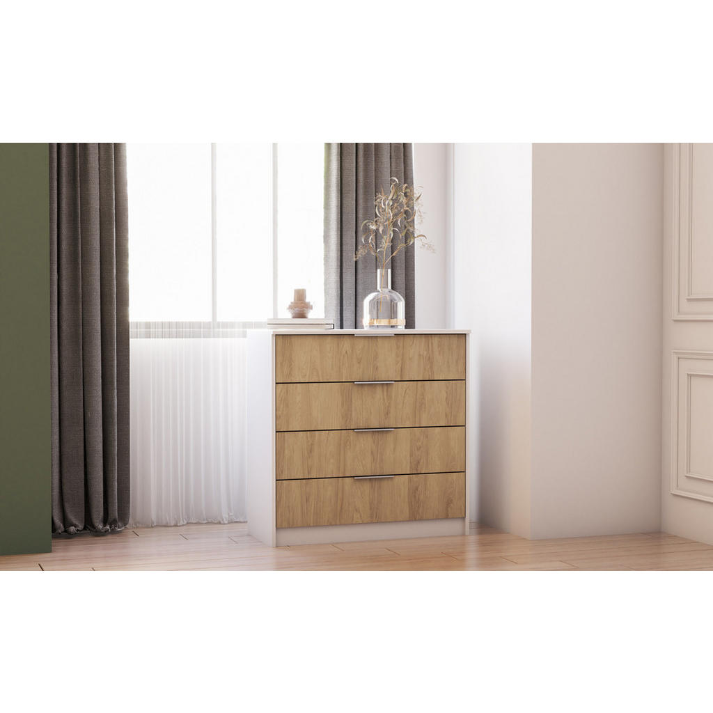 Thumbnail - Möblo Kommode, Weiß, Holzwerkstoff, 3 Schubladen, Quadratisch, 90x90x40 cm, Wohnzimmer, Kommoden & Sideboards, Kommoden