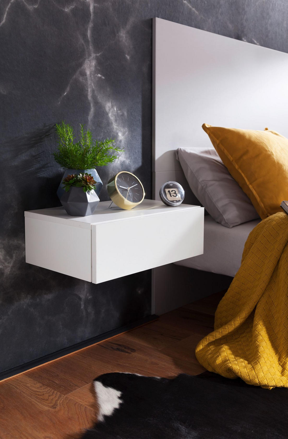 NACHTTISCH Schlicht Spanplatte Kratzfest Wasserabweisend MOLISE, Weiß 46x30x15 cm - Weiß, Holz (46/15/30cm) - KADIMA DESIGN