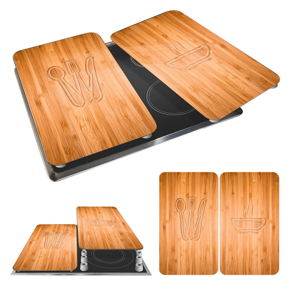 HERDABDECKPLATTEN aus Glas Lunch 52/30 cm - Braun, Glas (30/52cm) - Wenko