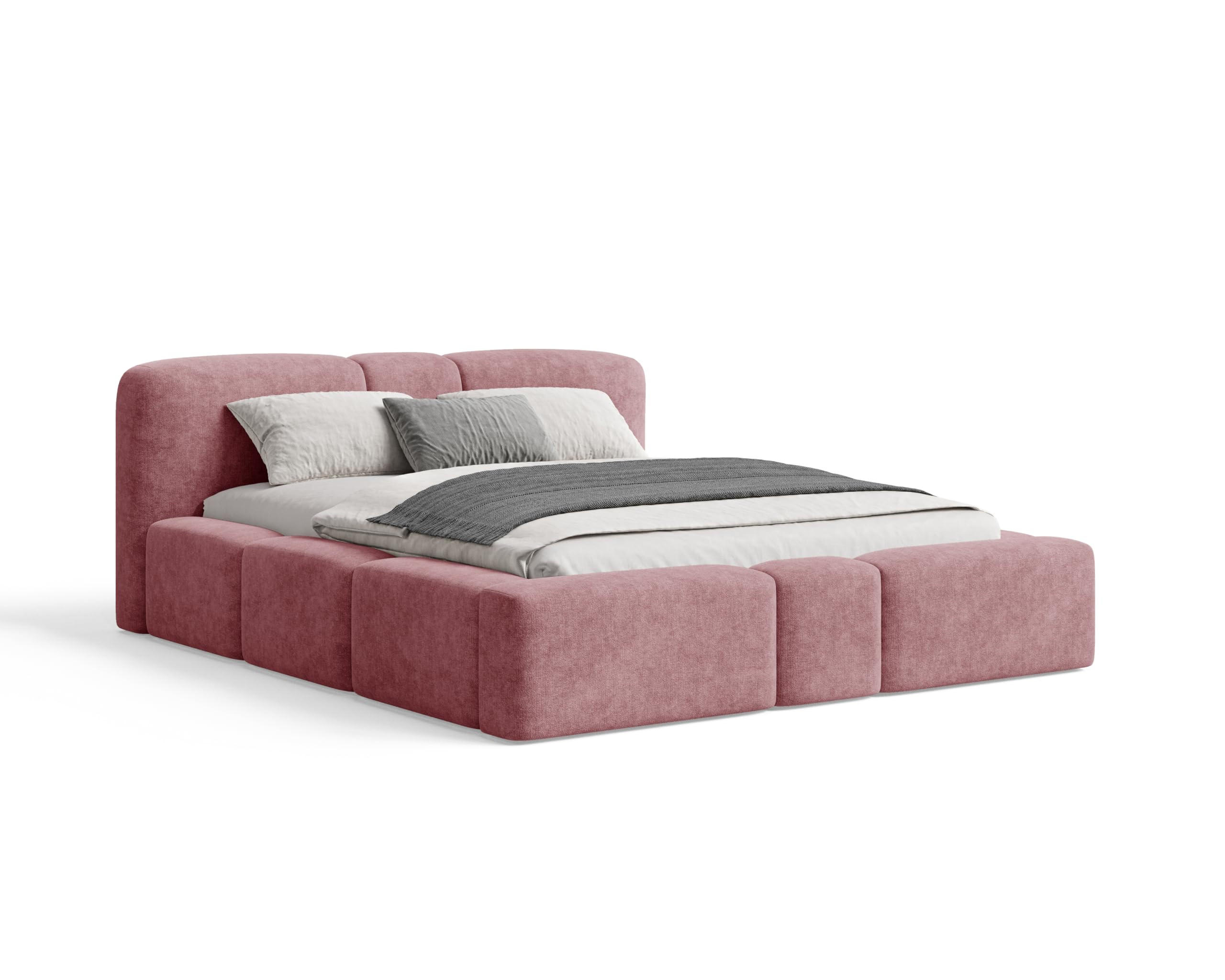 POLSTERBETT Monte160x200 cm- Bettkasten und Stauraum - Doppelbett mit Stabilem Metallrahmen - Rotwein - Rot, Holzwerkstoff (160/200cm) - Chilly