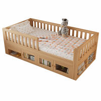 KINDERBETT 90/200 cm in Natur mit Schublade, Schrank und Ablagen - Naturfarben, Holz/Holzwerkstoff (90/200cm) - WISHDOR