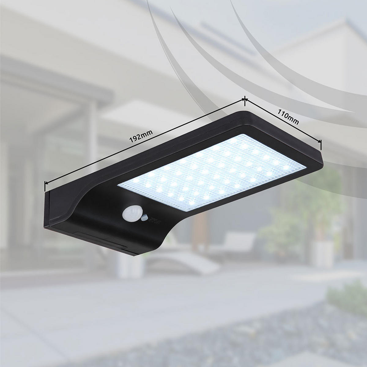 LED AUSSENLEUCHTE Solar Schwarz - Schwarz, Kunststoff (19.2/11/3cm) - Globo Lighting