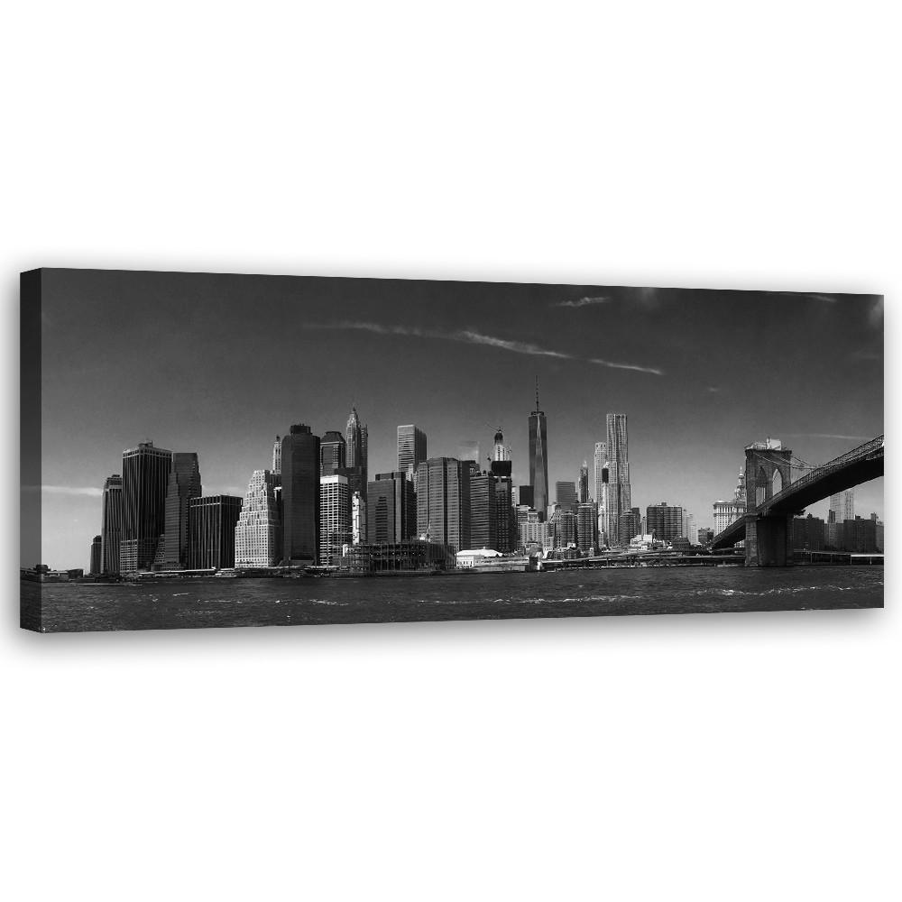 WANDBILD new york in schwarz und weiß - Schwarz, Textil (90/30cm) - Feeby