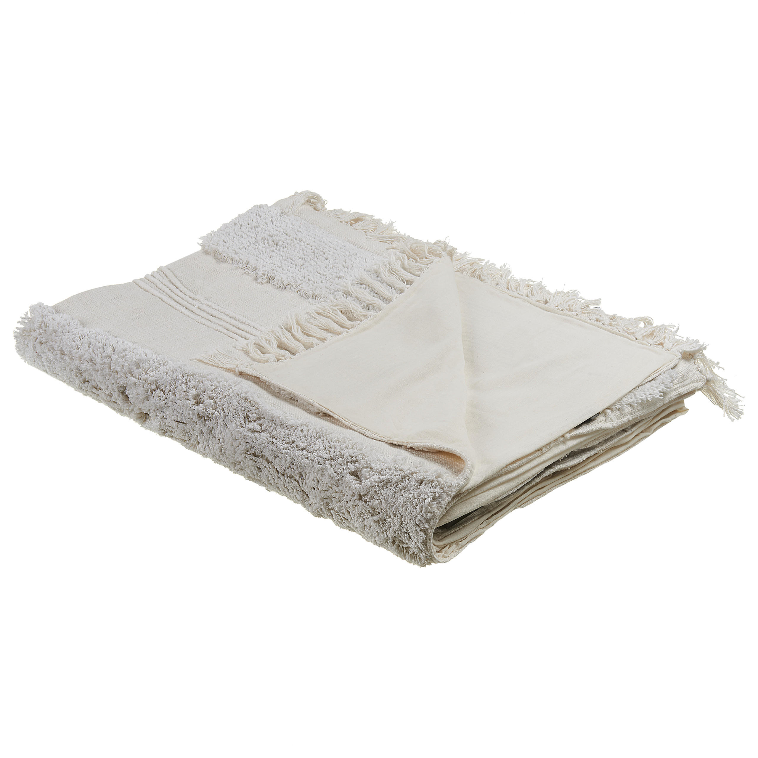 DECKE Creme Raebareli 130/180 cm - Creme, Naturmaterialien/Textil (130/180cm) - Beliani