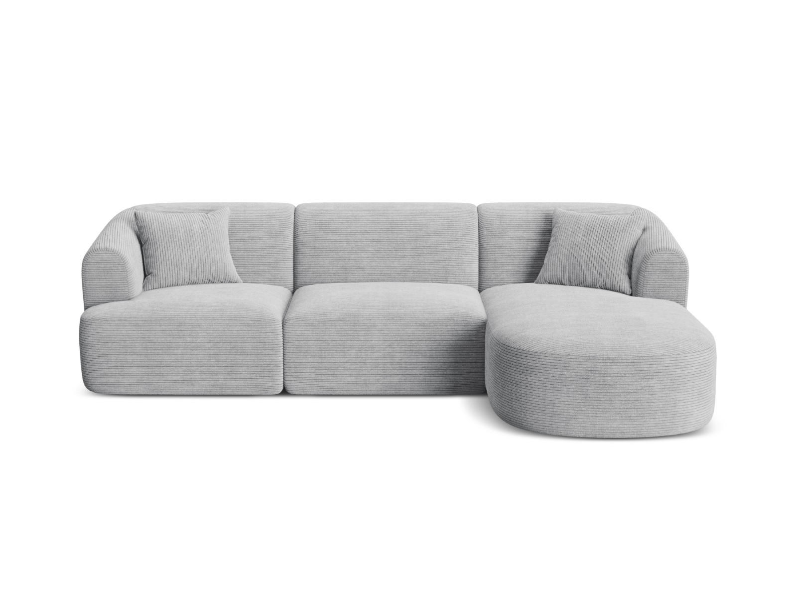 MODULARES-ECKSOFA rechts Campi aus Cord silber 4 Sitzplätze - Silberfarben, Textil (156/256cm) - Cosmopolitan Design