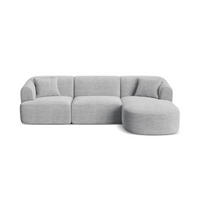 MODULARES-ECKSOFA rechts Campi aus Cord silber 4 Sitzplätze - Silberfarben, Textil (156/256cm) - Cosmopolitan Design