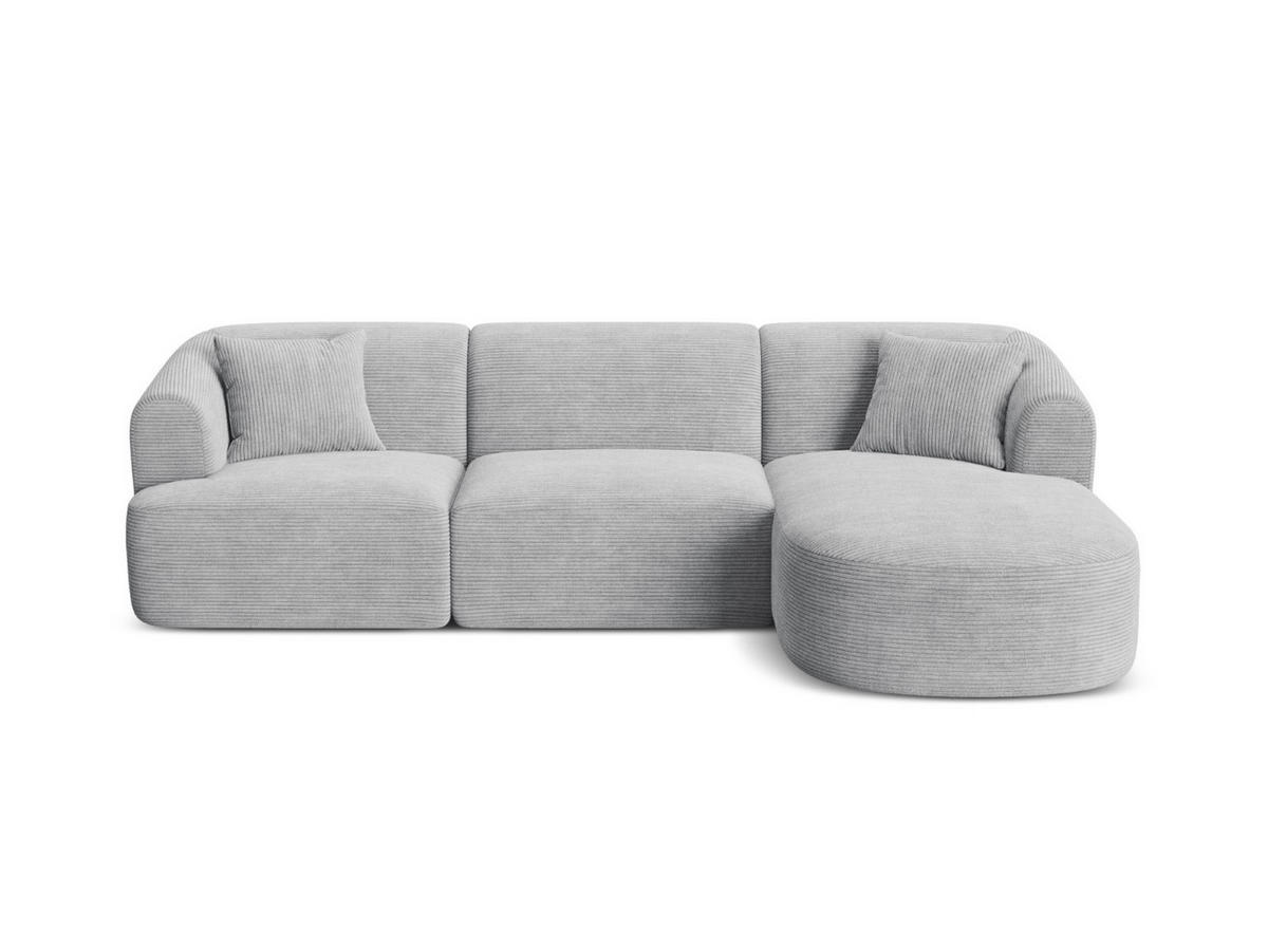 MODULARES-ECKSOFA rechts Campi aus Cord silber 4 Sitzplätze - Silberfarben, Textil (156/256cm) - Cosmopolitan Design