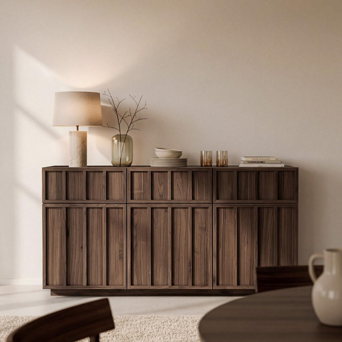 SIDEBOARD GROSSES Kairo Walnuss 150 cm x 80 cm - Walnussfarben, Holzwerkstoff (150/80/40cm) - Klast Home