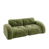 2-SITZER-MODULSOFA rahmenlos mit 32D-Schaumstoff, petfreundlichem Chenille-Bezug und rutschfestem Design, Grün - Grün, Textil (204/76/95cm) - Redom