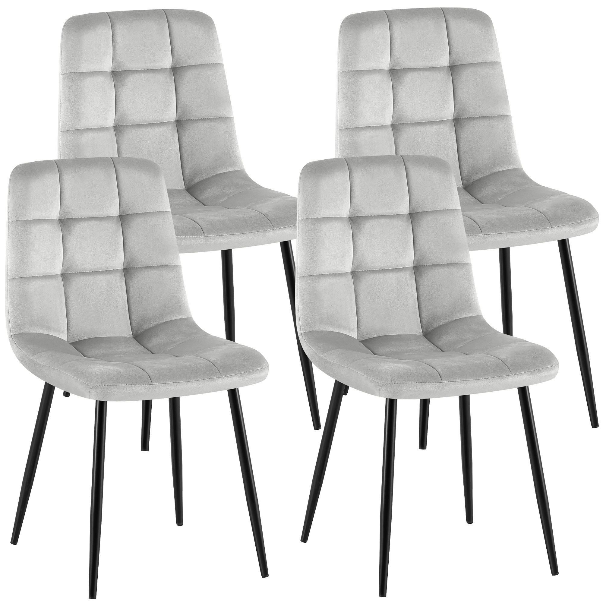 STUHL 4 Samt Grau - Schwarz/Grau, Textil/Metall (45/84/55cm) - CLP