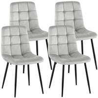 STUHL 4 Samt Grau - Schwarz/Grau, Textil/Metall (45/84/55cm) - CLP