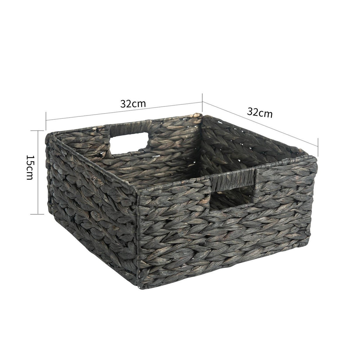 AUFBEWAHRUNGSKÖRBE LANZI 2ER-SET - Schwarz, Naturmaterialien (32/15/32cm) - IDIMEX