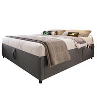 POLSTERBETT 140×200 cm aus Baumwoll-Leinen-Stoff mit Stauraum und USB-C-Anschluss, grau - Grau, Textil (140/200cm) - Luhomfu