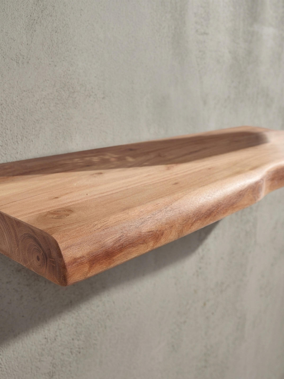 WANDREGAL Akazienholz Baumkante Rustikal, Beige 60x26x4 cm - Beige, Holz (60/4/26cm) - KADIMA DESIGN