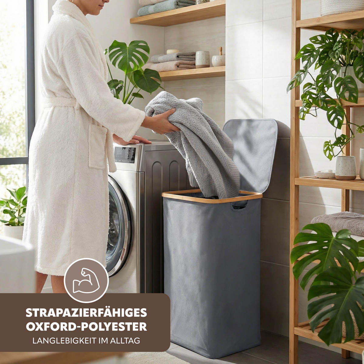 WÄSCHESAMMLER 100 Liter, grau - Grau, Textil (41/73.5/33.5cm) - bremermann