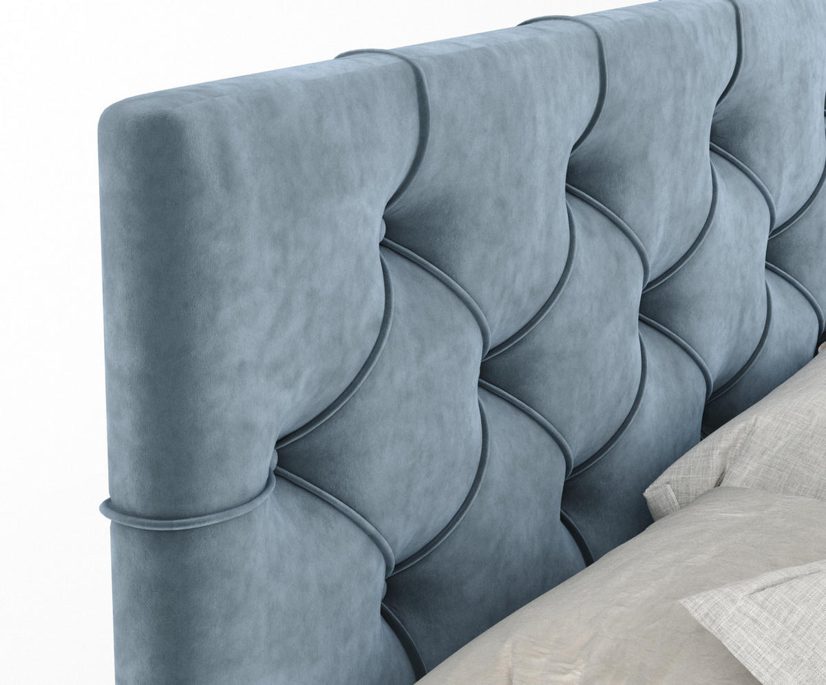 BOXSPRINGBETT Hugo Blau Grau 160/200 cm - Blaugrau/Schwarz, Holz/Holzwerkstoff (160/200cm) - Maison de Reve