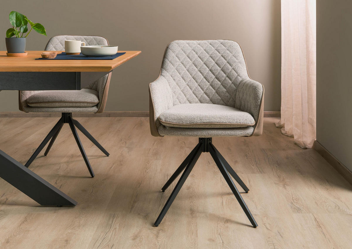 STUHL 100% Polyester 55 x 60 x 86 cm hellbraun / grau POLSTERSTÜHLE - Braun, Kunststoff (55/86/60cm) - Massivmoebel24