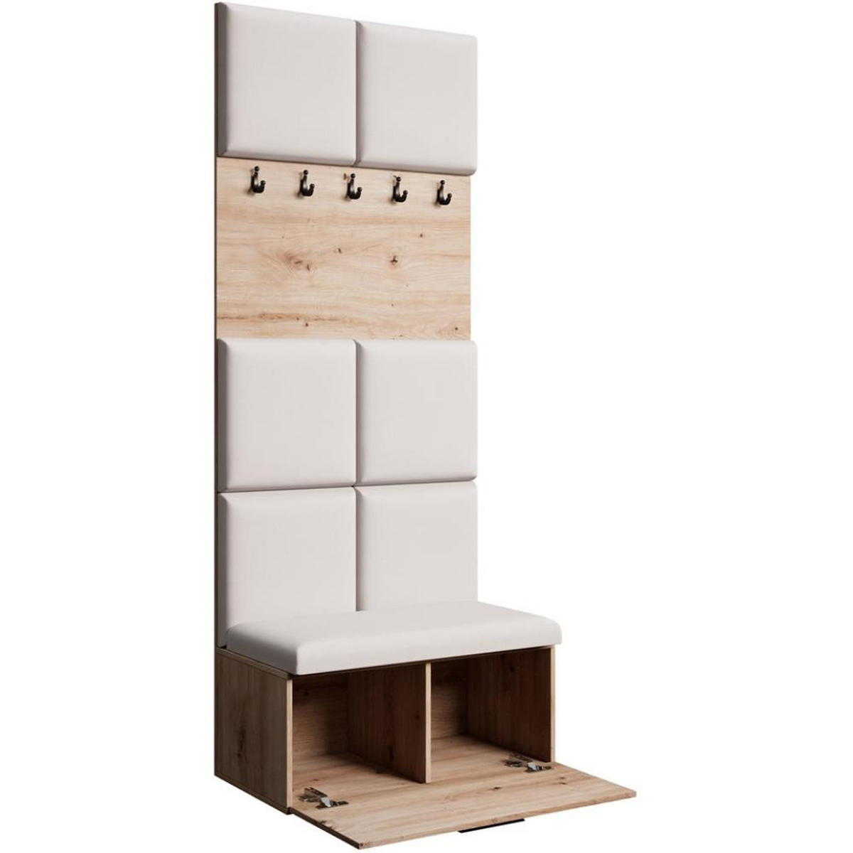 GARDEROBE Margaret I 81/203/43 gepolsterten Paneelen - Schwarz/Eiche Artisan, Holzwerkstoff/Kunststoff (81/203/43cm) - Beautysofa
