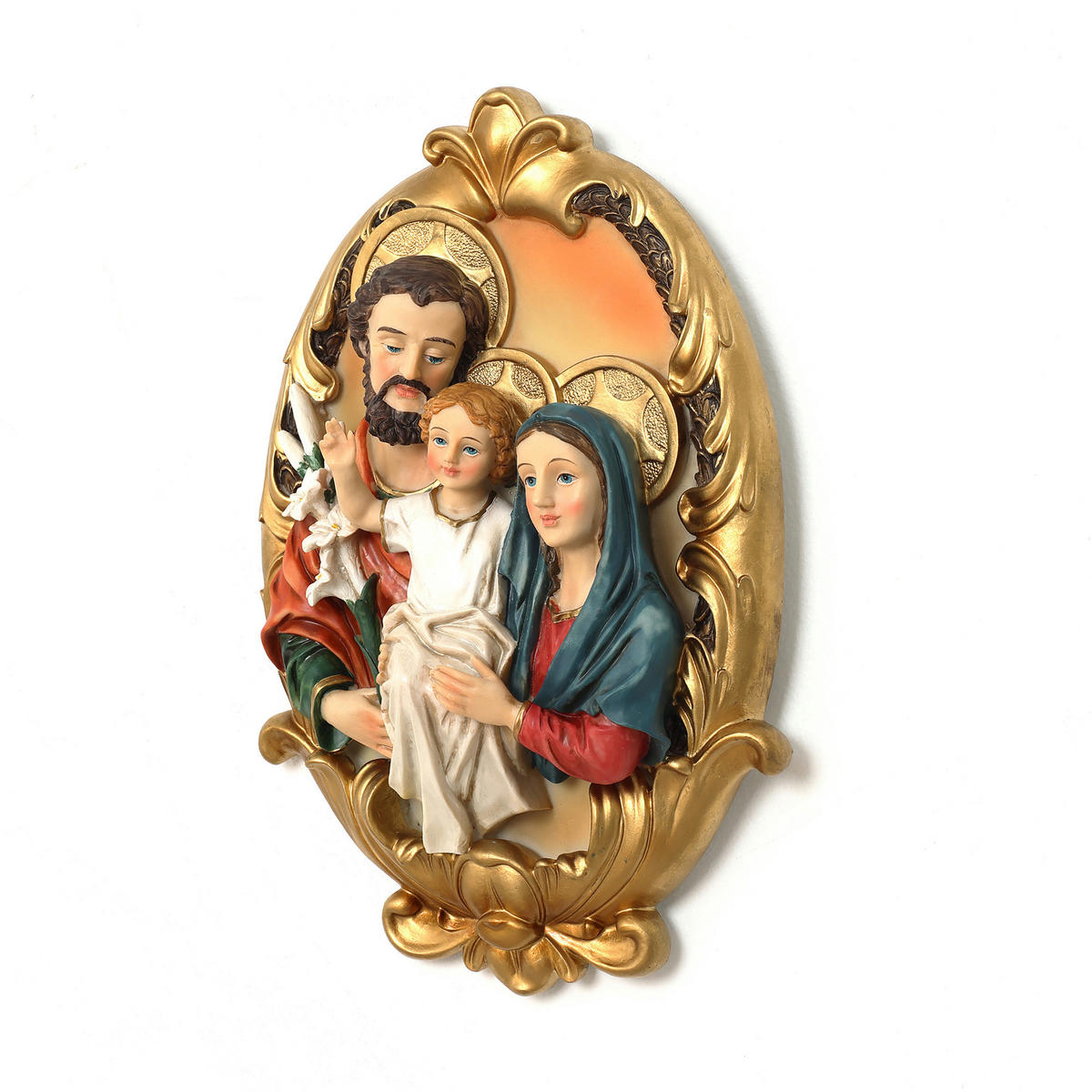 WANDSKULPTUR Heilige Familie, Glaubens- und Familiensymbol | B21.5 x T6.5 x H32 cm - Multicolor, Kunststoff (21.5/32/6.5cm) - Hometopia