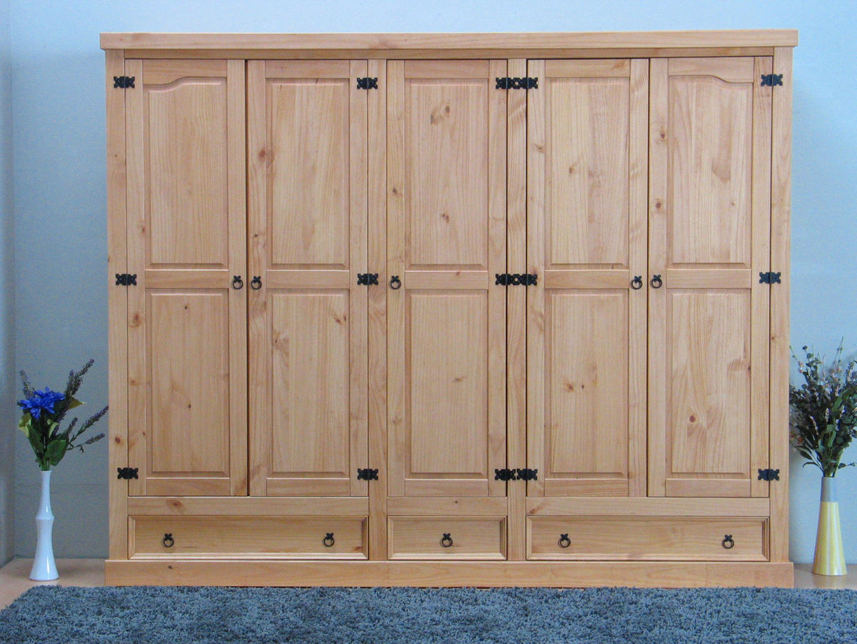 KLEIDERSCHRANK natur - Braun, Holz/Textil (244/196/57cm) - ebuy24