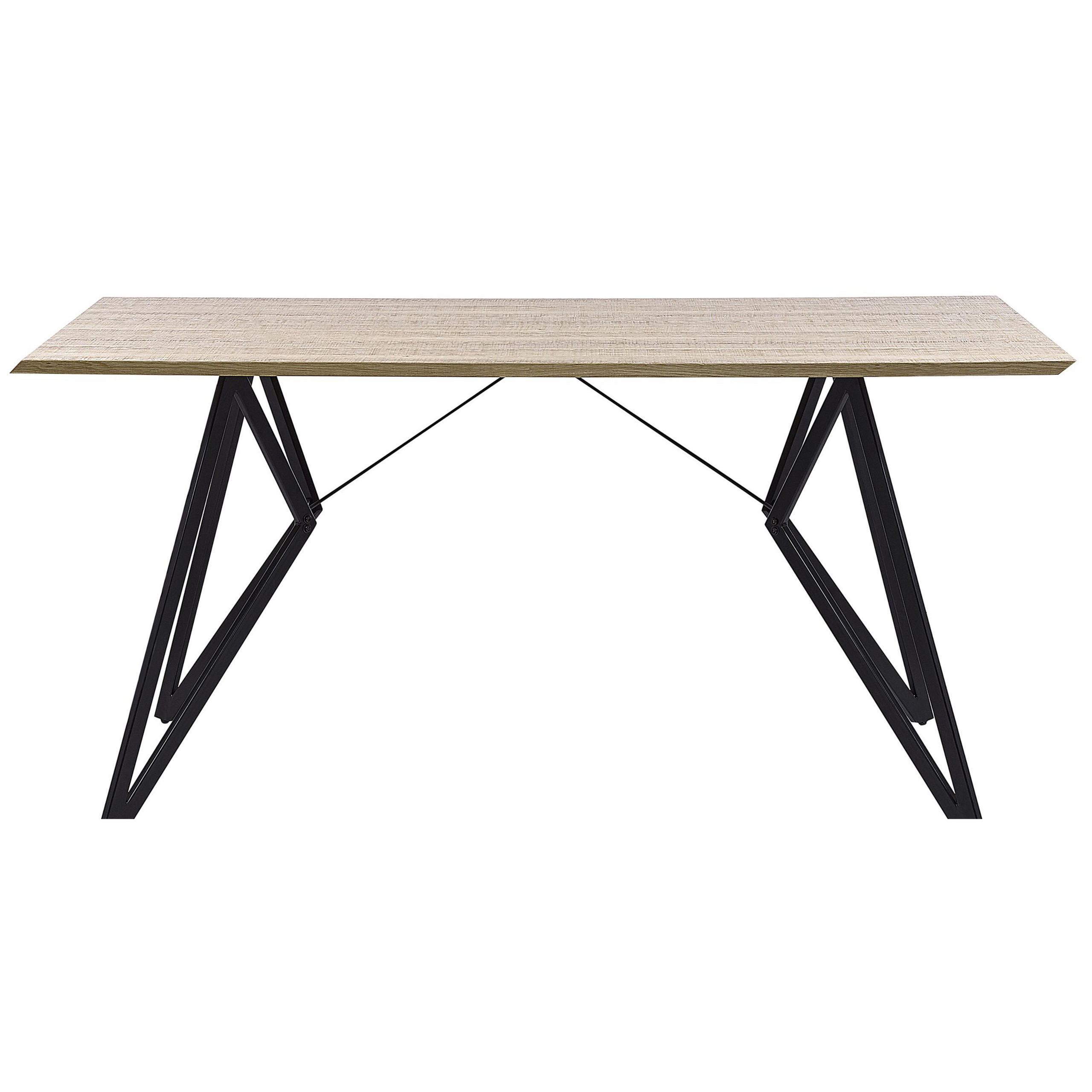 ESSTISCH 160/90/76 cm Hellbraun, Schwarz Rechteckig Buscot - Hellbraun, Holzwerkstoff (160/90/76cm) - Beliani