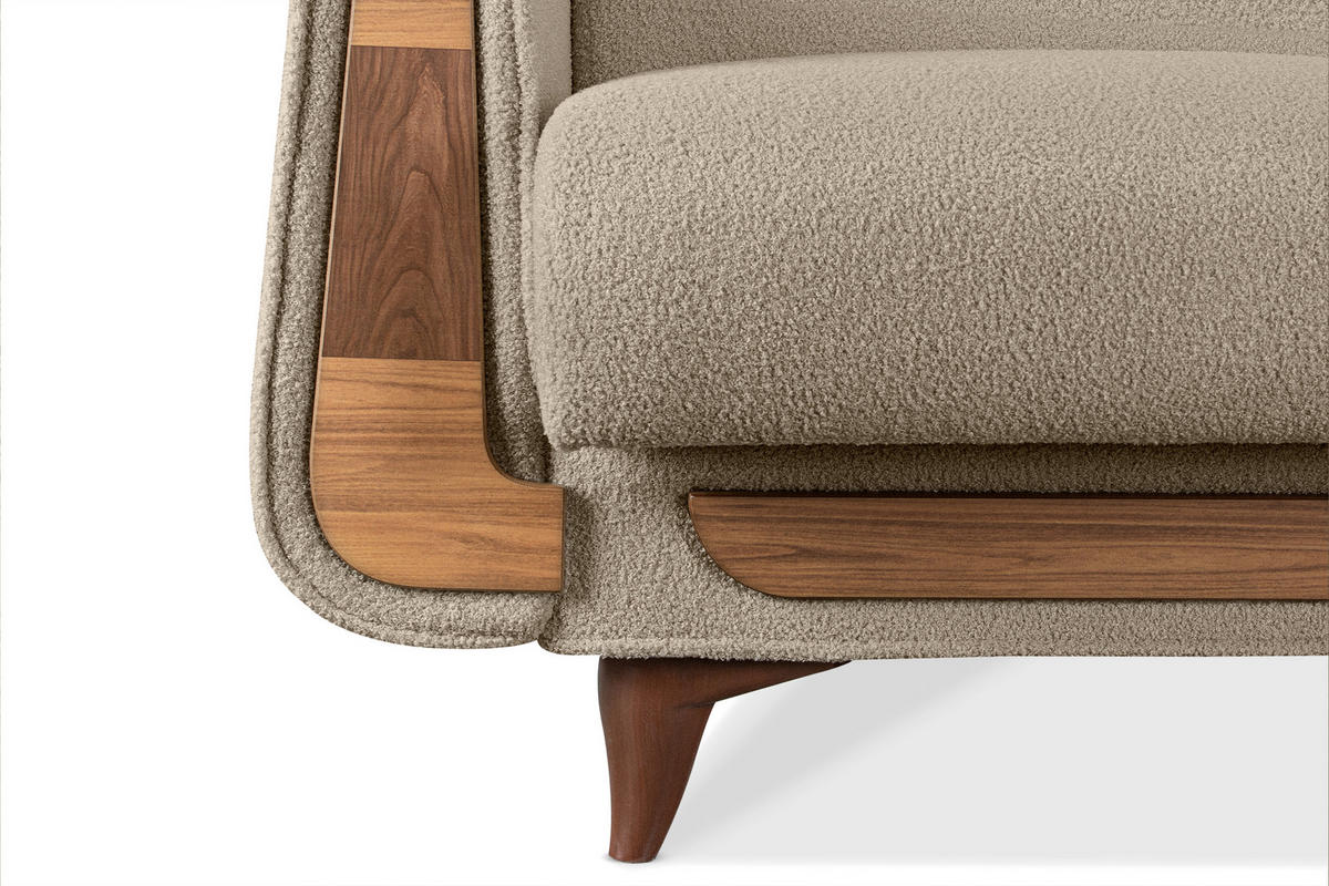 SESSEL GUSTAVO mit Armlehnen, creme - Creme/Braun, Holz/Holzwerkstoff (83/95/92cm) - KONSIMO®