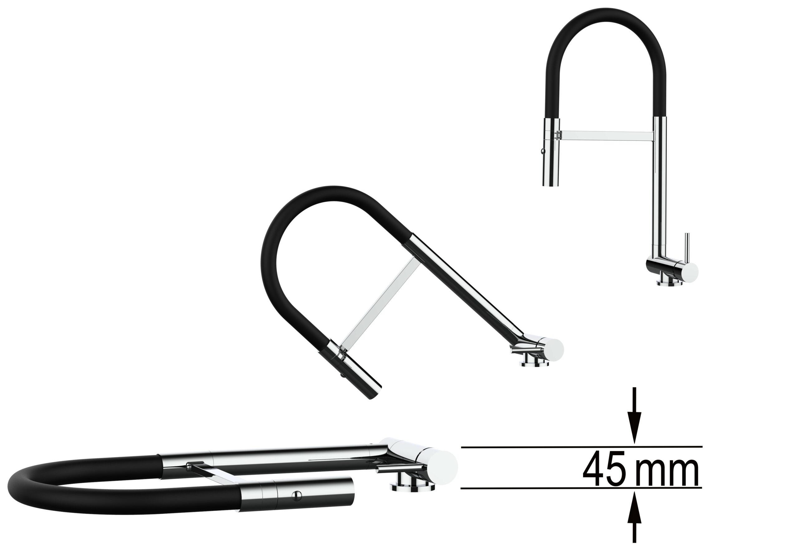 VORFENSTER-KÜCHENARMATUR, Umklappbar 4,5 CM, Verchromt und Türkis, 2-Strahl-Brause - Türkis, Metall (21.3/44.4/21.3cm) - VIZIO
