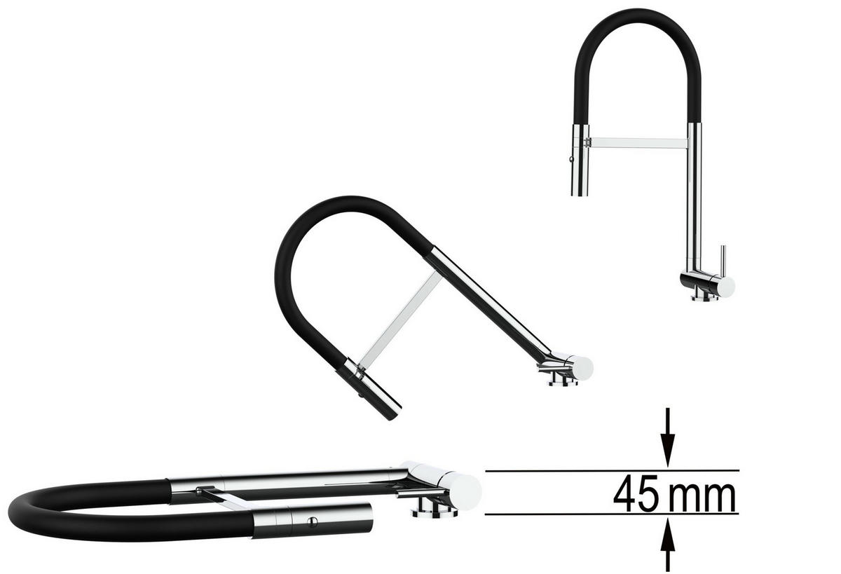 VORFENSTER-KÜCHENARMATUR, Umklappbar 4,5 CM, Verchromt und Orange, 2-Strahl-Brause - Orange, Metall (21.3/44.4/21.3cm) - VIZIO