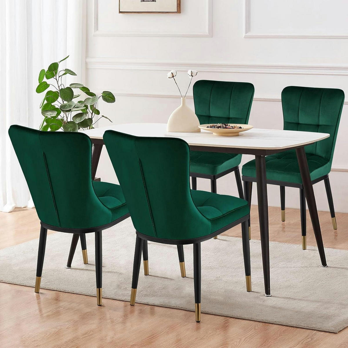 ESSZIMMERSTUHL 4er Set Samt Grün - Grün, Textil (59/91/43cm)