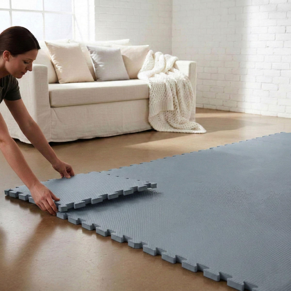 BODENSCHUTZMATTE 30x30x1 cm, Grau, 54er Set - Grau, Kunststoff (30/30cm) - eyepower