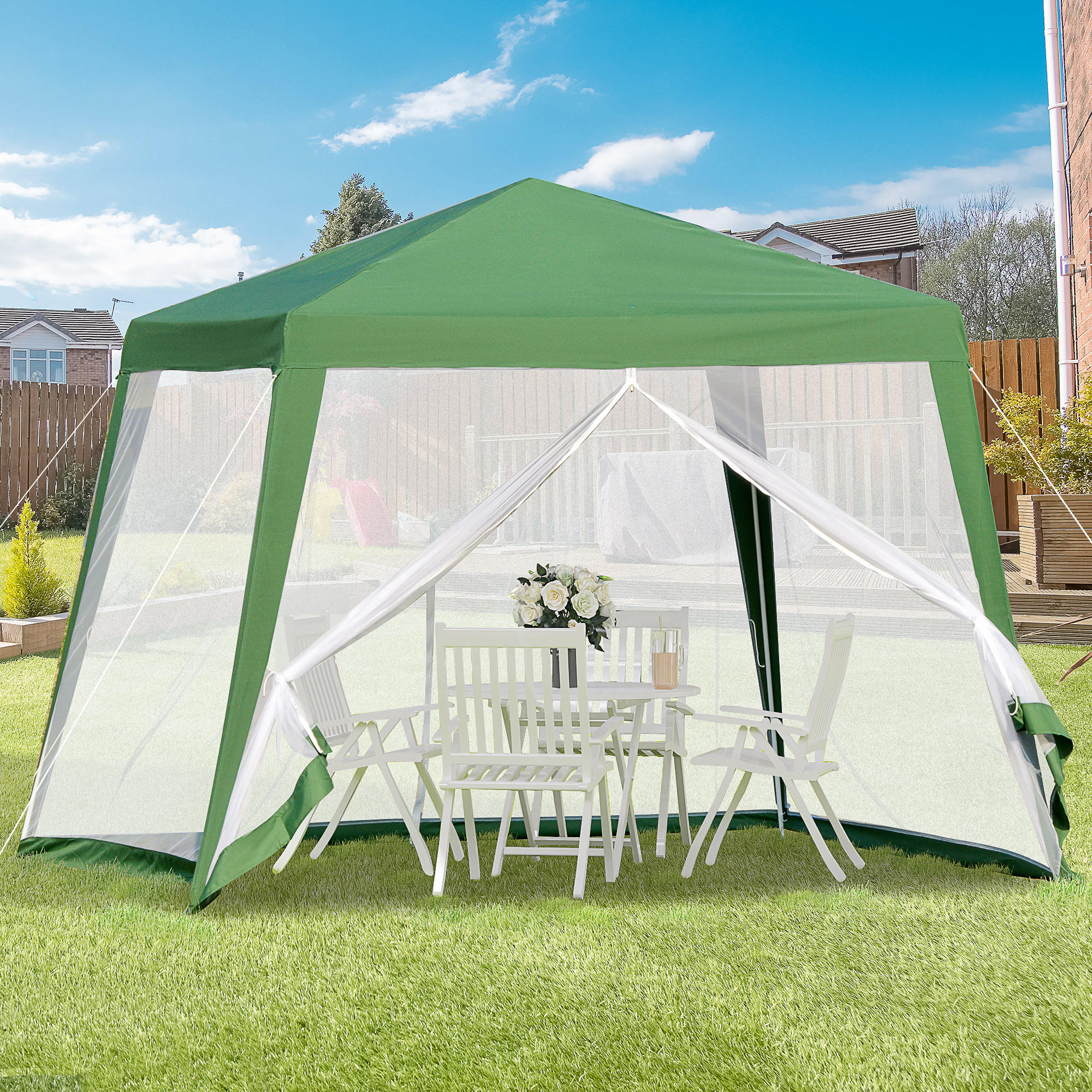 GARTENPAVILLON Metall+Polyester Grün - Grün, Kunststoff/Metall (300/245/300cm) - Outsunny