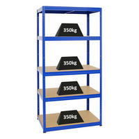 SCHWERLASTREGAL Slim Elephant M 180x90x60 cm 5 Ebenen Fachlast 350 kg Blau - Blau, Metall (90/180/60cm) - PROREGAL