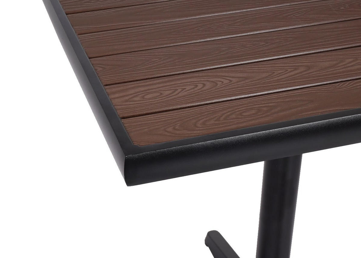 GARTENTISCH HxBxT 74x70x70cm Gastronomie Outdoor-Beschichtung Alu Holzoptik Schwarz Dunkelbraun - Dunkelbraun, Metall (70/70/74cm) - PROREGAL