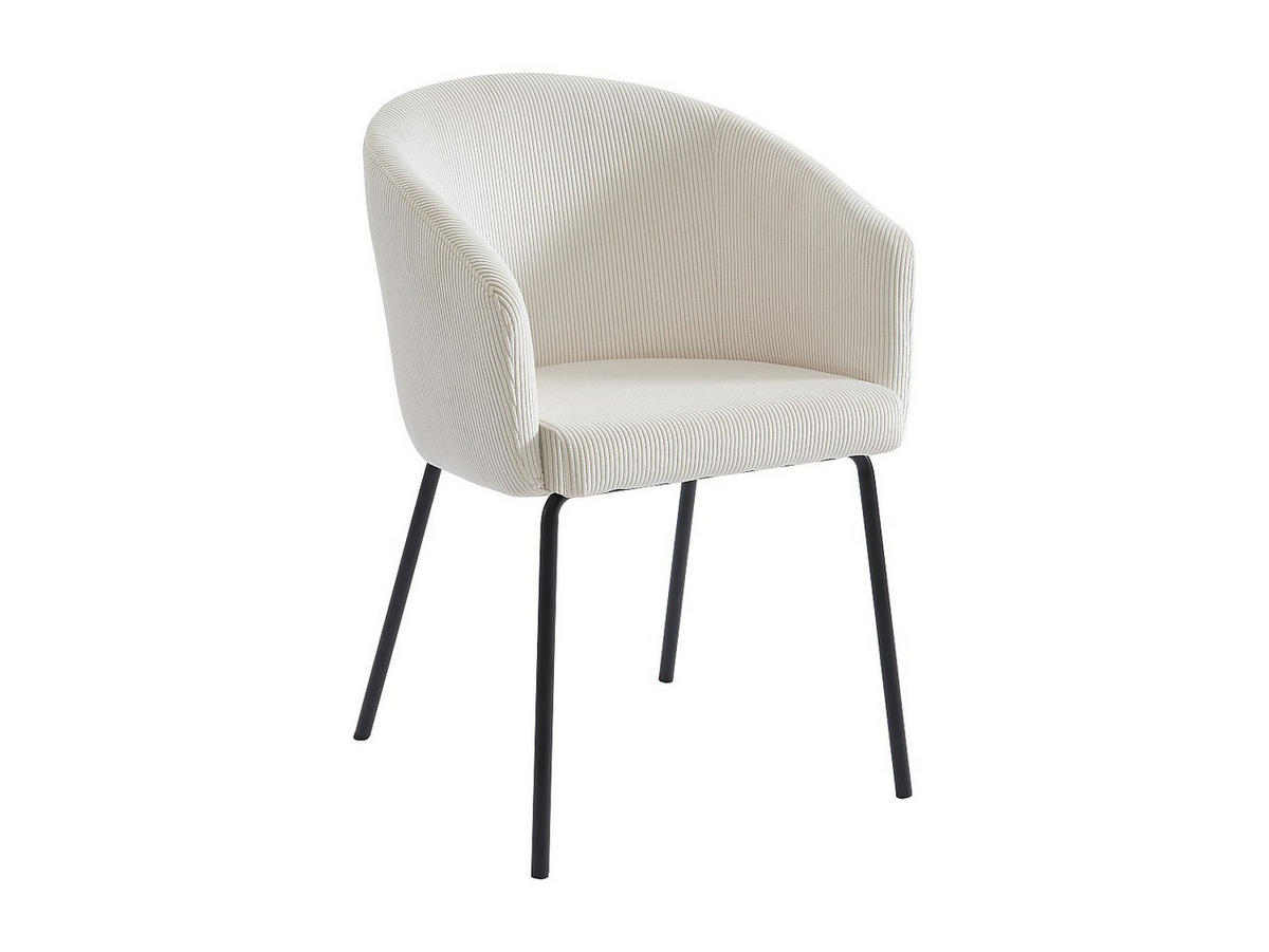 SET Tisch KOMONI + 4 Stühle MORONI - Holzfarben & Cremefarben - Schwarz, Holz (220/76/120cm) - Vente-Unique