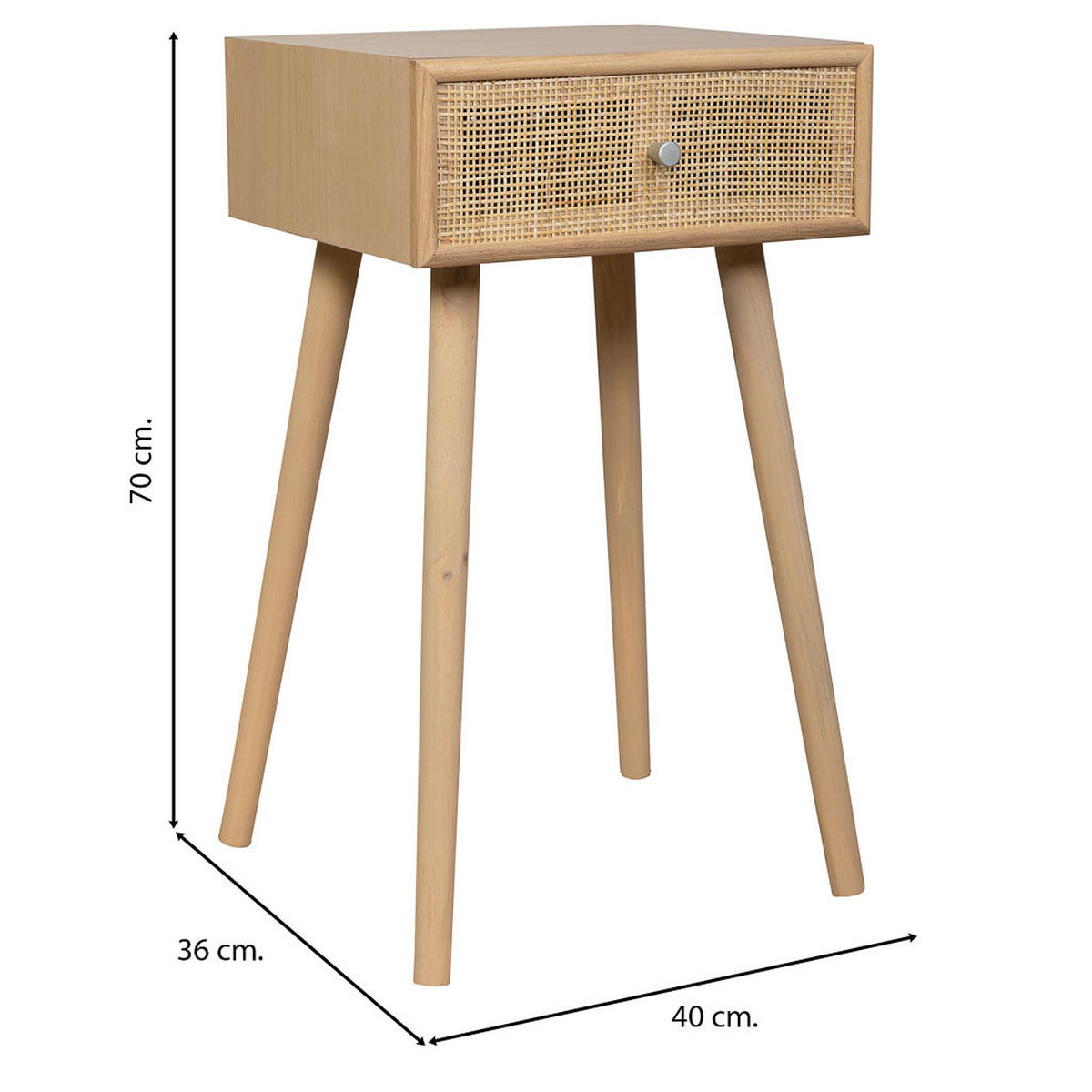 NACHTTISCH aus Holz und Gitter, braun, 40x36x70cm - Braun, Holz (40/70/36cm) - Wanderlust