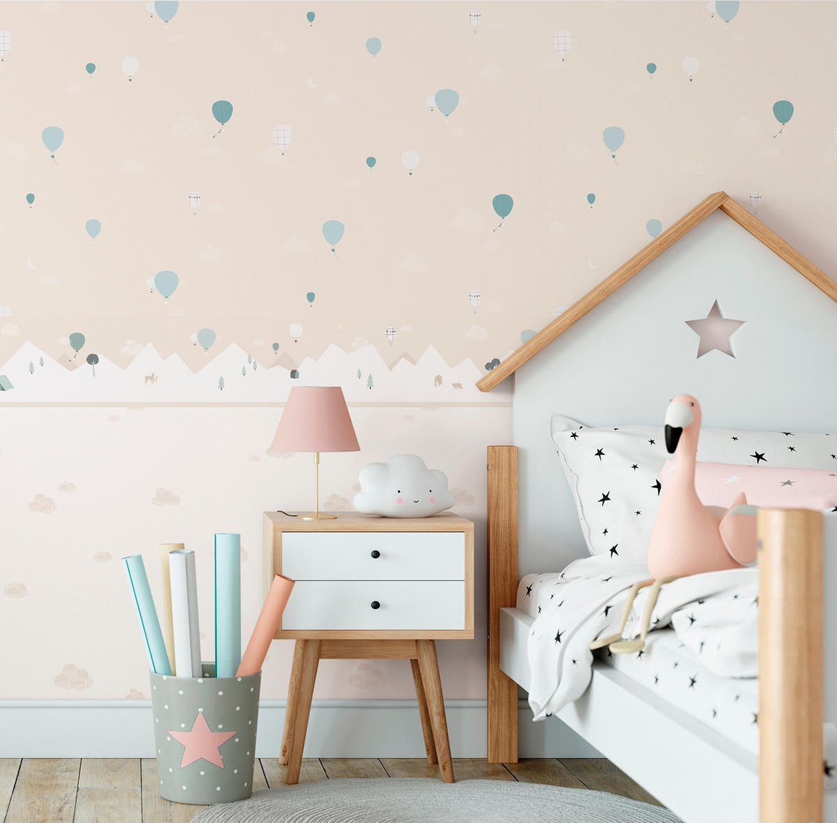 TAPETE kleine Wolken 53 cm x 10 m - Beige, Papier (53/0.1cm) - Sanders & Sanders