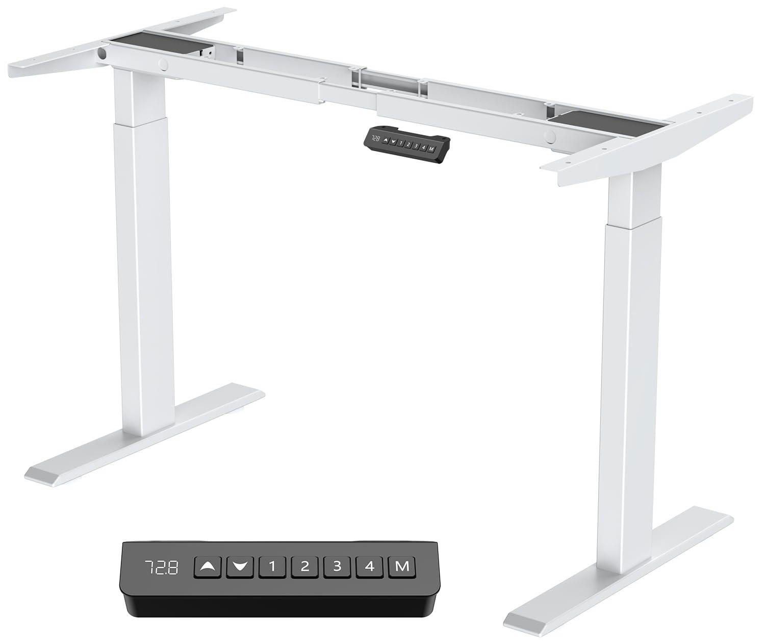 TISCHGESTELL Höhenverstellbares 72/120 cm Weiß aus Stahl mit 2 Motoren und 4 Höhenspeichern - Weiß, Metall (180/60/120cm) - OKWISH