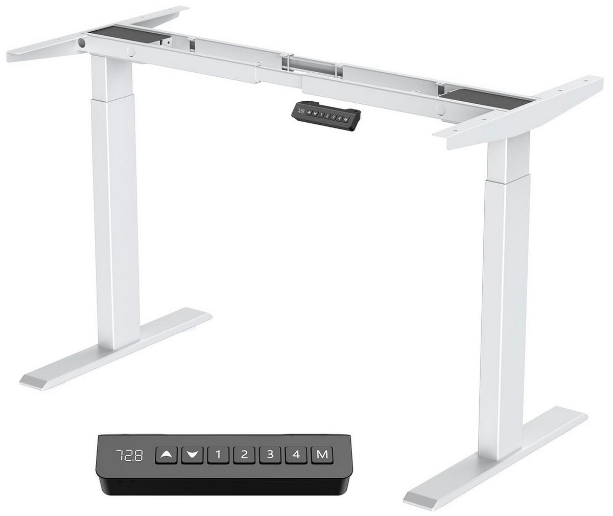 TISCHGESTELL Höhenverstellbares 72/120 cm Weiß aus Stahl mit 2 Motoren und 4 Höhenspeichern - Weiß, Metall (180/60/120cm) - OKWISH